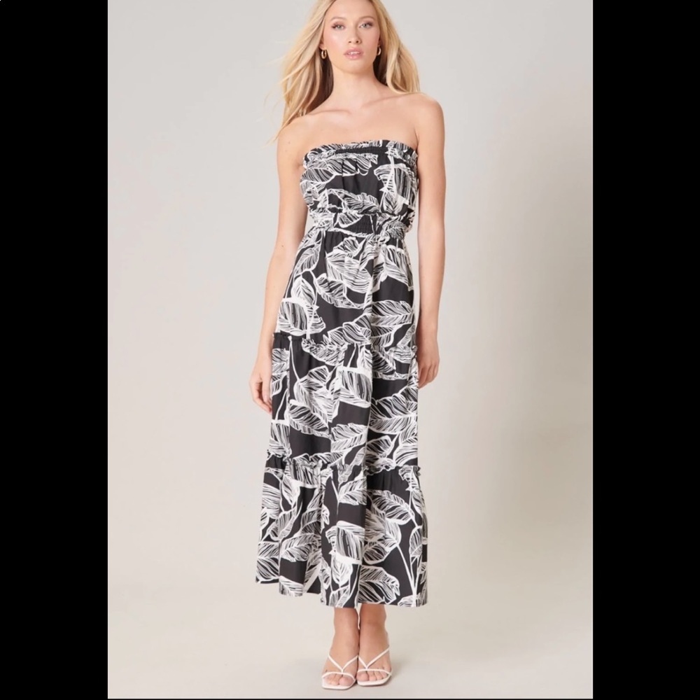 Sugar Lips Sunny Days Strapless Tiered Maxi Dress